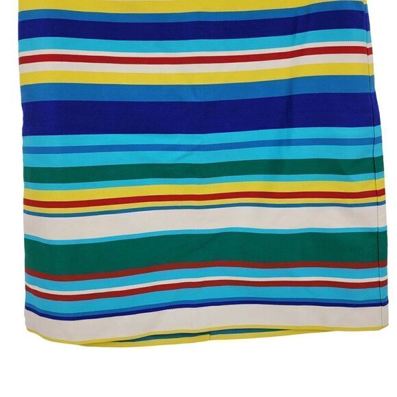 Talbots Petites Pencil Skirt 4P Multicolor Rainbow Striped Cotton Colorful Knee - Picture 5 of 9